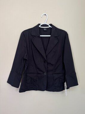 NWT Tribal Womens Size 12 Black Double Square Button Blazer Jacket Career Wear
